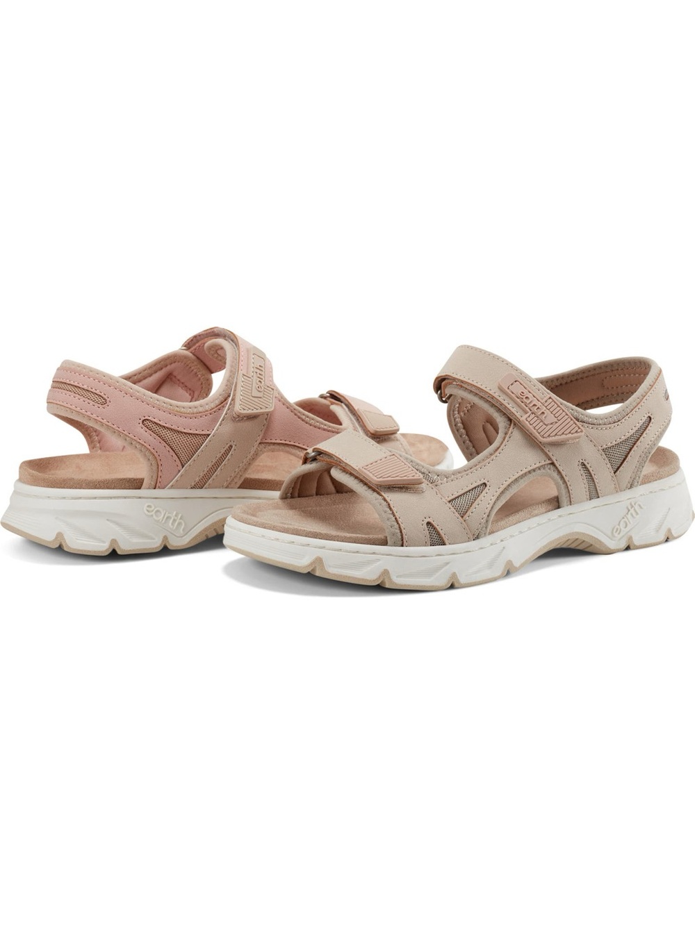♥️♥️ Earth Women's Venny Banded Sporty Flat Sandals - Light Pink/ Cream